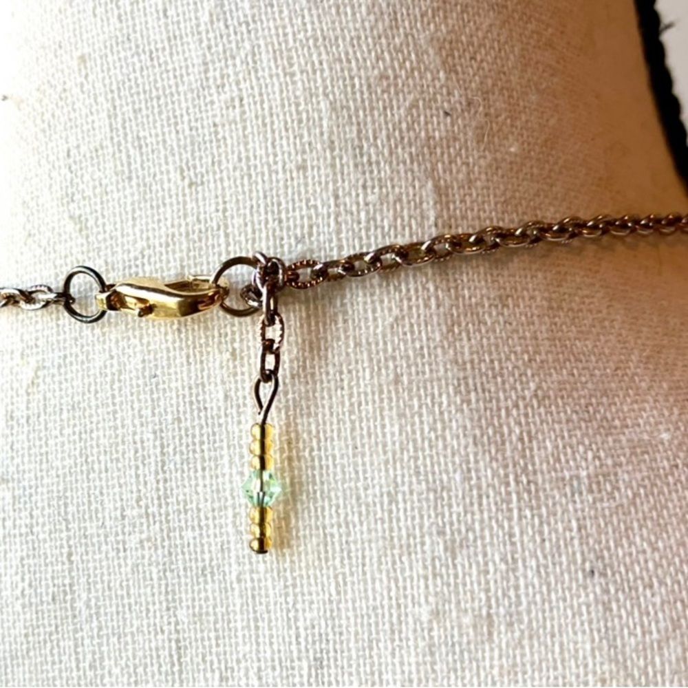 Glass bead necklace lime + w/black pendant - Picture 6 of 10